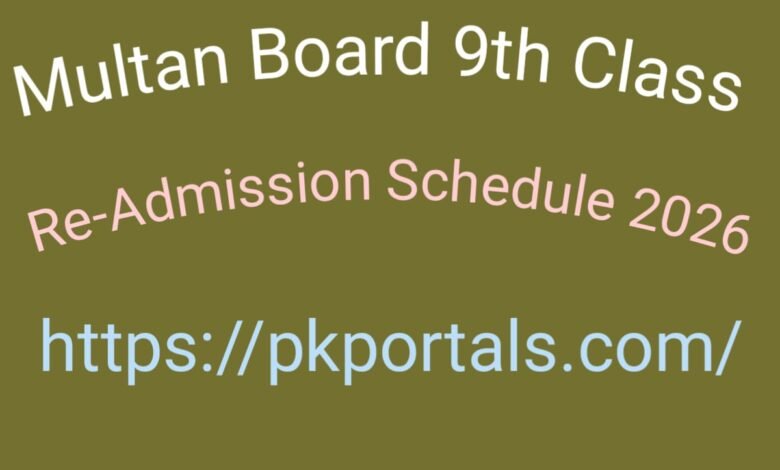 Multan Board 9th Class Re-Admission Schedule 2026