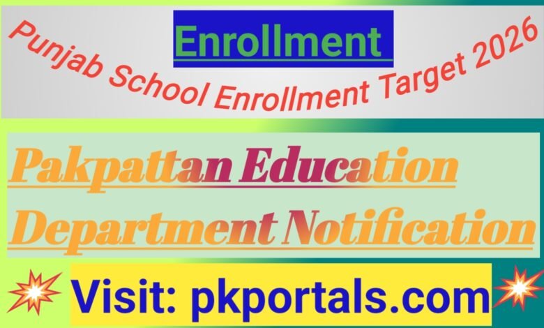 Punjab School Enrollment Target 2026 – Pakpattan Education Department Notification