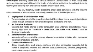 SMU Project School Construction Safety Guidelines 2026 – Rahim Yar Khan